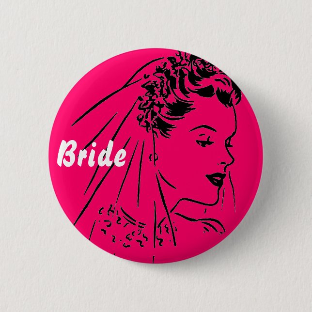 Badge Rond 5 Cm Bouton de jeune mariée (Devant)