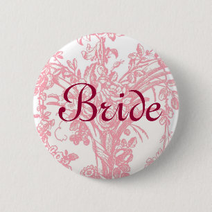 Badge Rond 5 Cm Bouton de jeune mariée sur l'arrière - plan flor