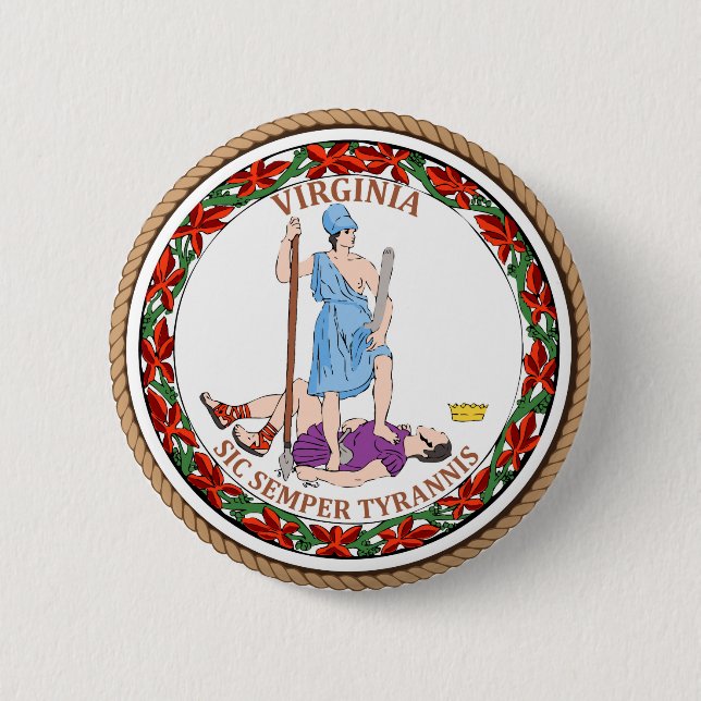 Badge Rond 5 Cm Bouton de joint de drapeau d'état de Virginie (Devant)
