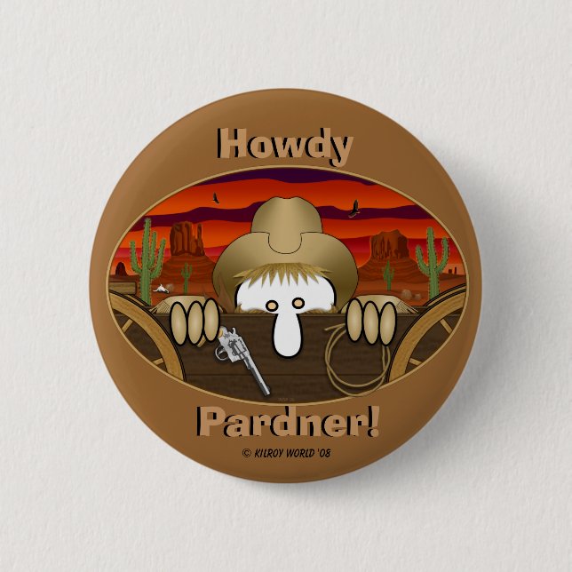 Badge Rond 5 Cm Bouton de Kilroy de cowboy (Devant)