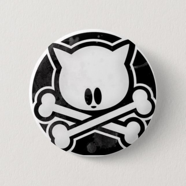 Badge Rond 5 Cm Bouton de Kitty de crâne (Devant)