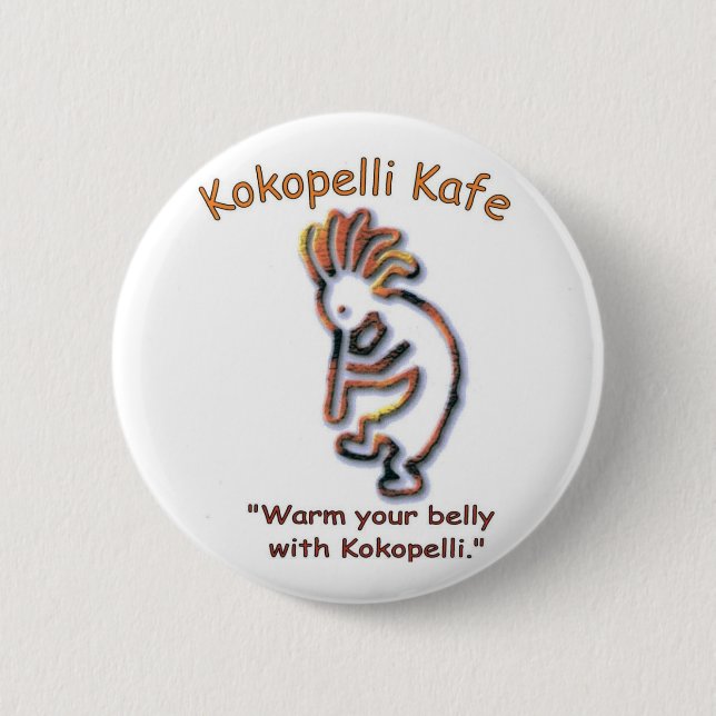 Badge Rond 5 Cm Bouton de Kokopelli Kafe (Devant)