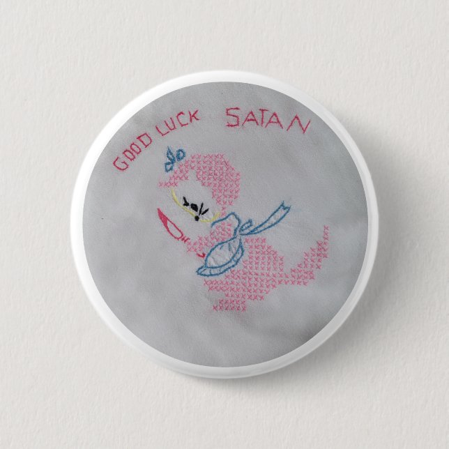 Badge Rond 5 Cm Bouton de la BONNE CHANCE SATAN (Devant)