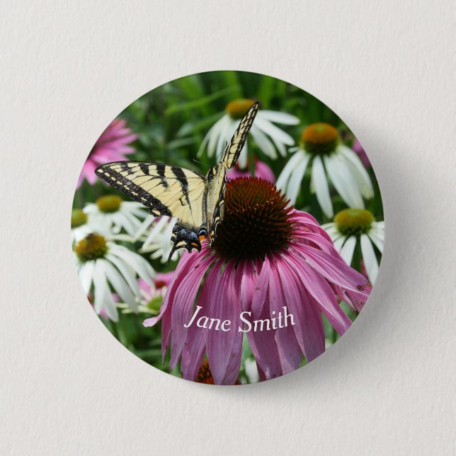 Badge Rond 5 Cm Bouton de la broche du papillon à queue de tigre (Devant)