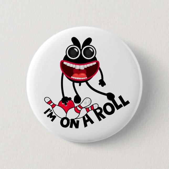 Badge Rond 5 Cm Bouton de la brosse à lapin de Bowling (Devant)