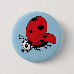 Badge Rond 5 Cm Bouton de la coccinelle des ailes joyeuses