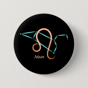 Badge Rond 5 Cm Bouton de la constellation du zodiaque Lion