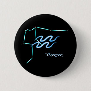 Badge Rond 5 Cm Bouton de la constellation du zodiaque Verseau