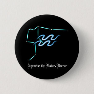 Badge Rond 5 Cm Bouton de la constellation du zodiaque Verseau