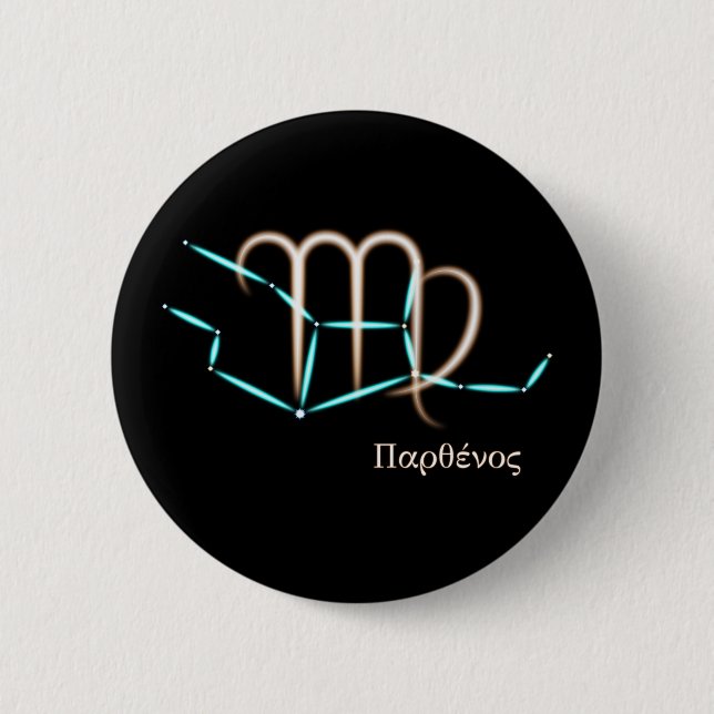 Badge Rond 5 Cm Bouton de la constellation du zodiaque Vierge (Devant)