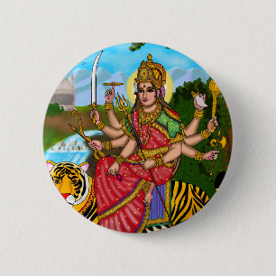 Badge Rond 5 Cm Bouton de la déesse Durga