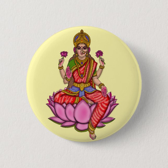 Badge Rond 5 Cm Bouton de la déesse Lakshmi (Devant)