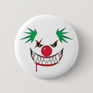 Badge Rond 5 Cm Bouton de la face du clown monstre Grin