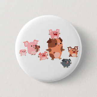 Badge Rond 5 Cm Bouton de la famille de cochon de dessin mignon Ba