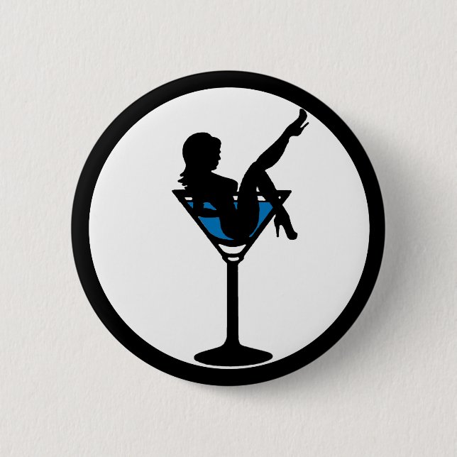 Badge Rond 5 Cm Bouton de la fête de célibataire en verre Martini (Devant)