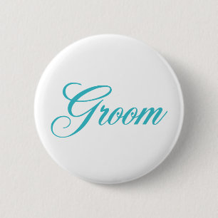 Badge Rond 5 Cm Bouton de la fête de la mariée dans Aqua Blue