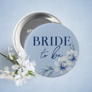 Badge Rond 5 Cm Bouton de la Fête des mariées Florale Bleue