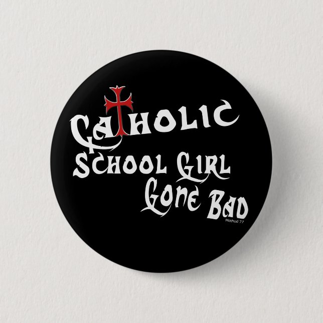 Badge Rond 5 Cm Bouton de la fille B d'école catholique (Devant)