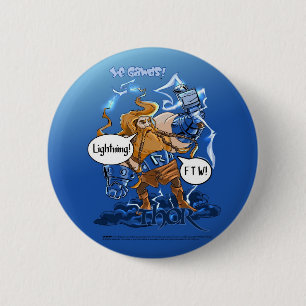 Badge Rond 5 Cm Bouton de la foudre FTW de Thor (petit)