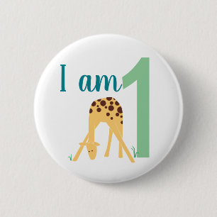 Badge Rond 5 Cm Bouton de la Girafe moderne pour le premier annive