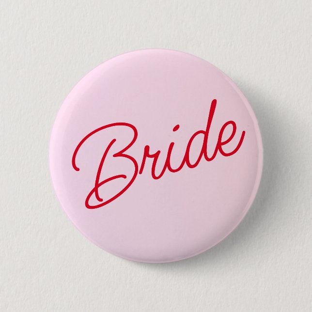 Badge Rond 5 Cm Bouton de la mariée minimale rose pastel (Devant)