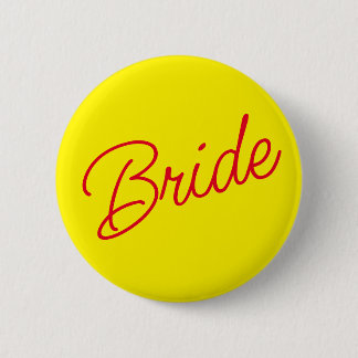 Badge Rond 5 Cm Bouton de la mariée rouge jaune