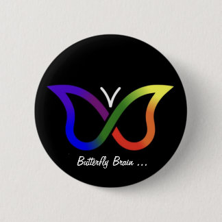 Badge Rond 5 Cm Bouton de la Neurodiversité du cerveau de papillon