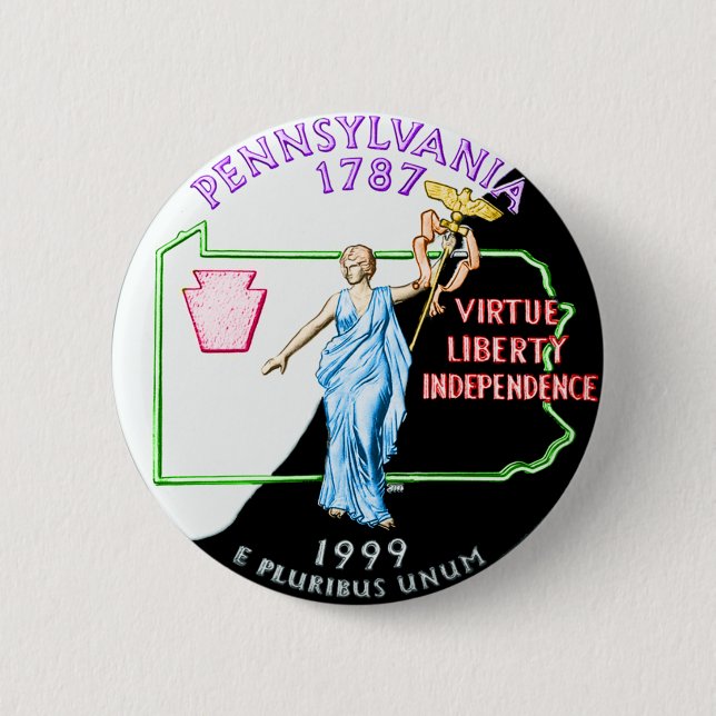 Badge Rond 5 Cm Bouton de la Pennsylvanie (Devant)