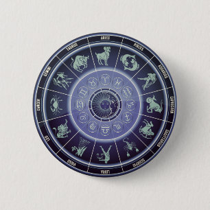 Badge Rond 5 Cm bouton de la roue astrologique