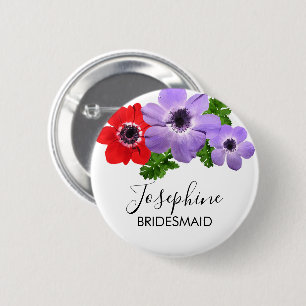Badge Rond 5 Cm Bouton de la servante aquarelle de couleur anémone