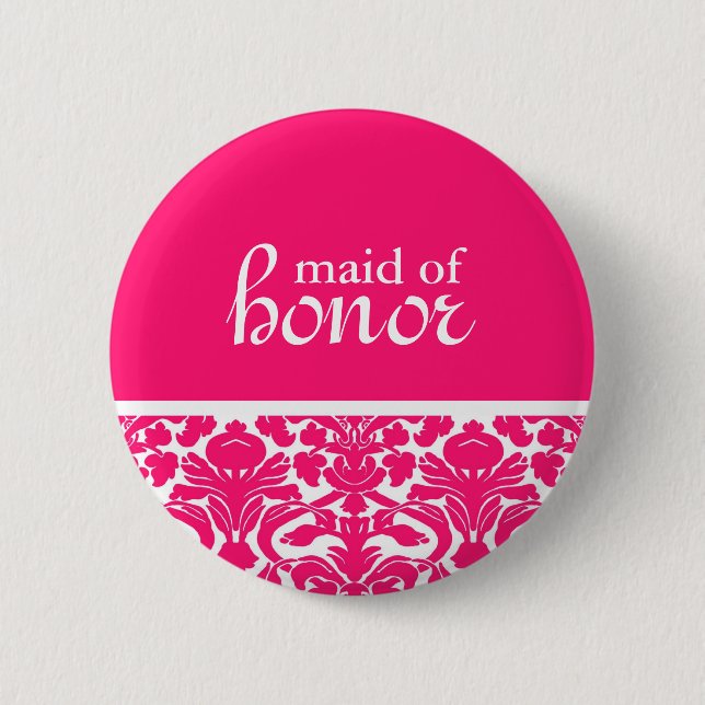 Badge Rond 5 Cm Bouton de la servante d'honneur Damask (Devant)