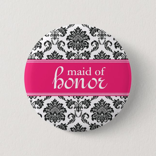 Badge Rond 5 Cm Bouton de la servante d'honneur Damask (Devant)