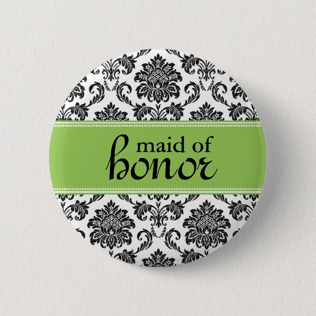 Badge Rond 5 Cm Bouton de la servante d'honneur Damask (Devant)
