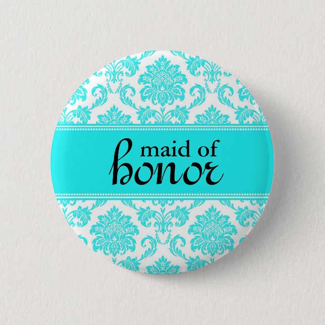Badge Rond 5 Cm Bouton de la servante d'honneur Damask (Devant)