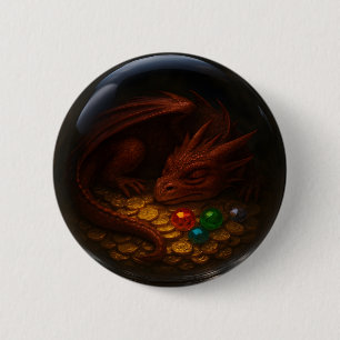 Badge Rond 5 Cm Bouton de la sphère de verre 3D Dragon & Treasure