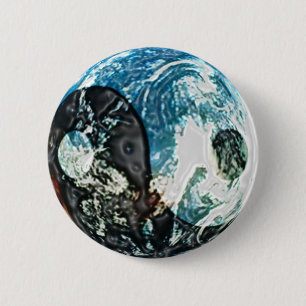 Badge Rond 5 Cm Bouton de la terre de Yin Yang