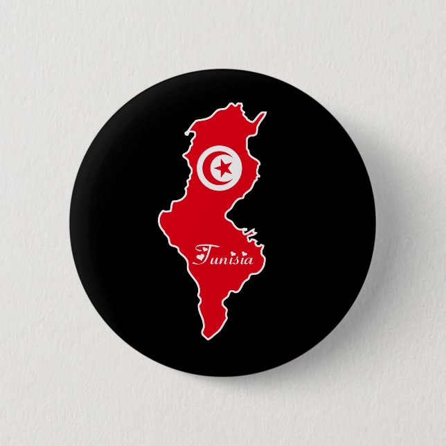 Badge Rond 5 Cm Bouton de la Tunisie (Devant)