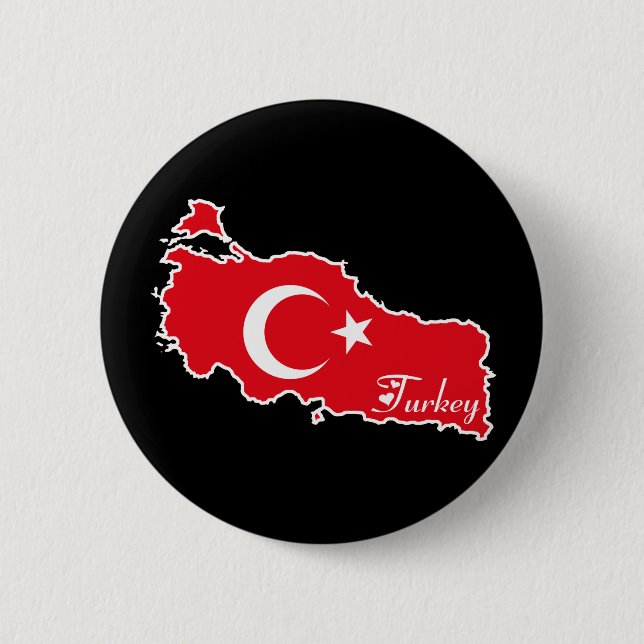 Badge Rond 5 Cm Bouton de la Turquie (Devant)