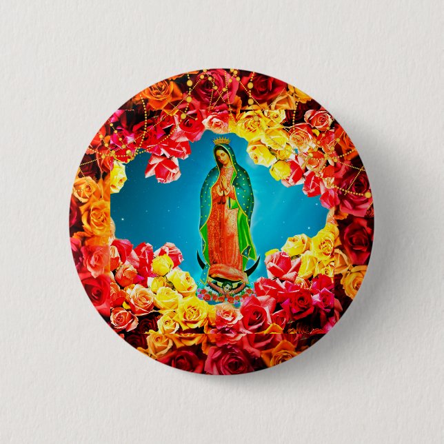 Badge Rond 5 Cm Bouton de la veste Notre Dame de Guadalupe Jeans (Devant)