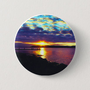 Badge Rond 5 Cm bouton de lac de coucher du soleil