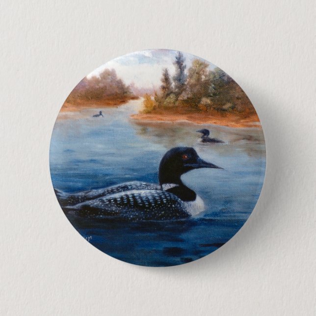 Badge Rond 5 Cm Bouton de lac loon (Devant)