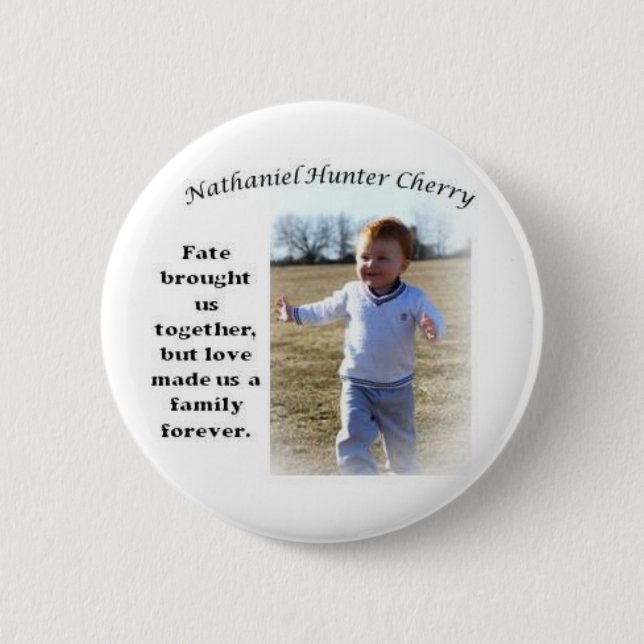 Badge Rond 5 Cm Bouton de l'adoption de Nathan - blanc (Devant)