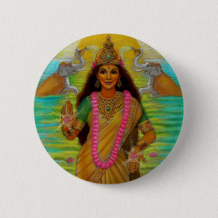 Badge Rond 5 Cm Bouton de Lakshmi de déesse