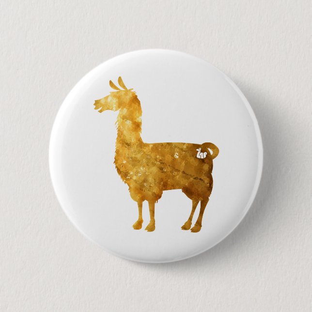 Badge Rond 5 Cm Bouton de lama d'or (Devant)