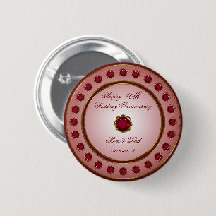 Badge Rond 5 Cm Bouton de l'anniversaire du Mariage Ruby