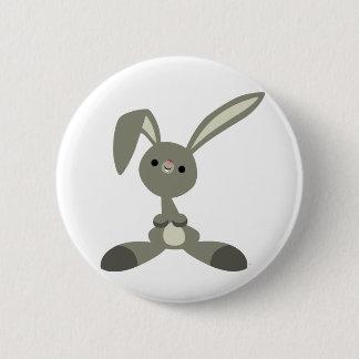 Badge Rond 5 Cm Bouton de lapin de caricature Curieux