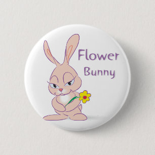 Badge Rond 5 Cm Bouton de lapin de fleur