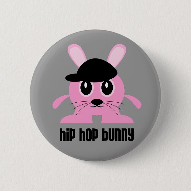 Badge Rond 5 Cm Bouton de lapin de hip hop (Devant)