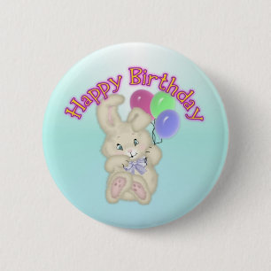 Badge Rond 5 Cm Bouton de lapin de joyeux anniversaire
