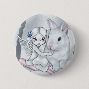 Badge Rond 5 Cm Bouton "de lapin de neige"